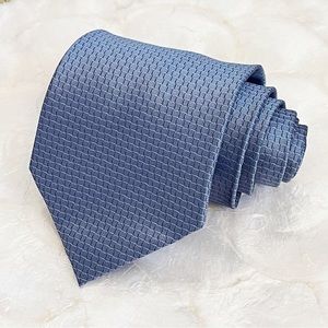 Blue Classic Mens Silk Tie Groom 57” Made in Italy